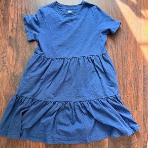 Old navy short sleeve tiered slub-knit swing dress, Small, navy blue